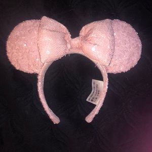 Disney Park pink sequin bow Minnie Mouse Ears